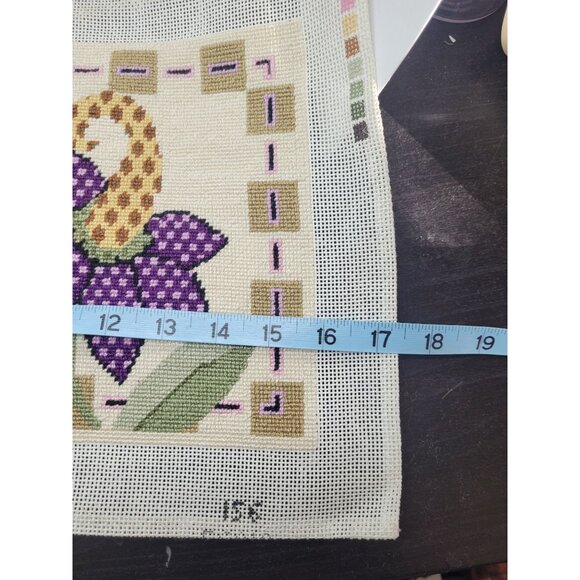 Hand painted and completed Floral Needlepoint Canvas By Just Once Designs - Picture 4 of 5